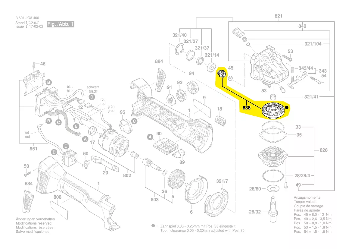 renvoi d\'angle GWS 18V-125 SC, GWS 18V-115 C ...